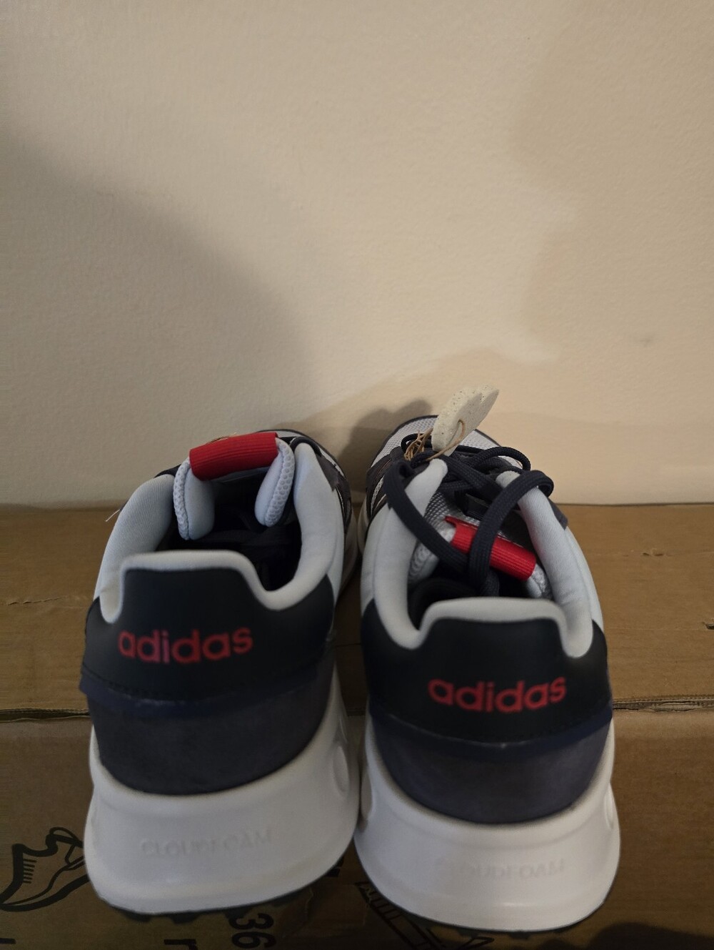Adidas Womens Grey, Navy & Red Retro Running Shoes - Picture 3 of 6